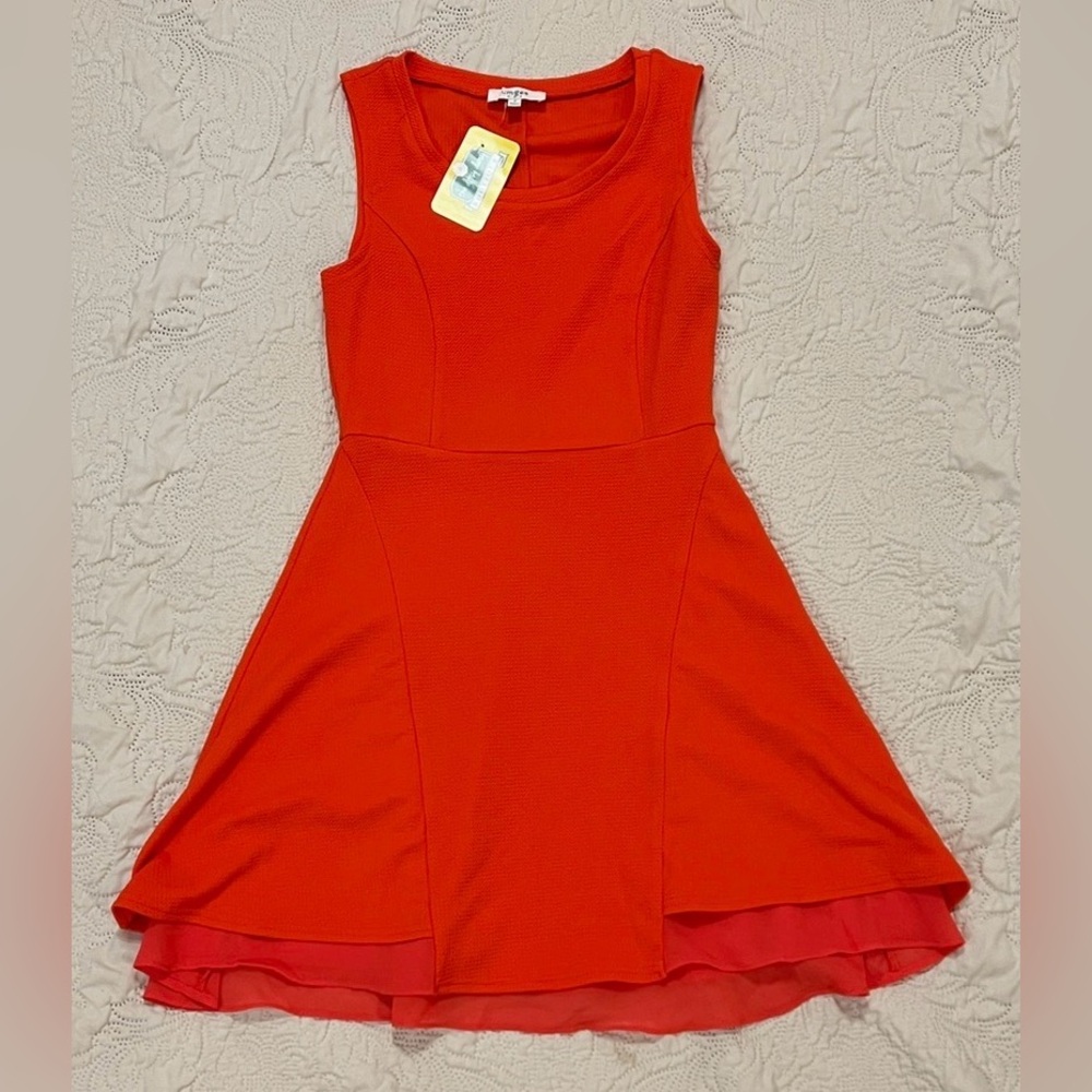 Umgee Bright Orange Sleeveless Fit-and-Flare Dress - Picture 11 of 11